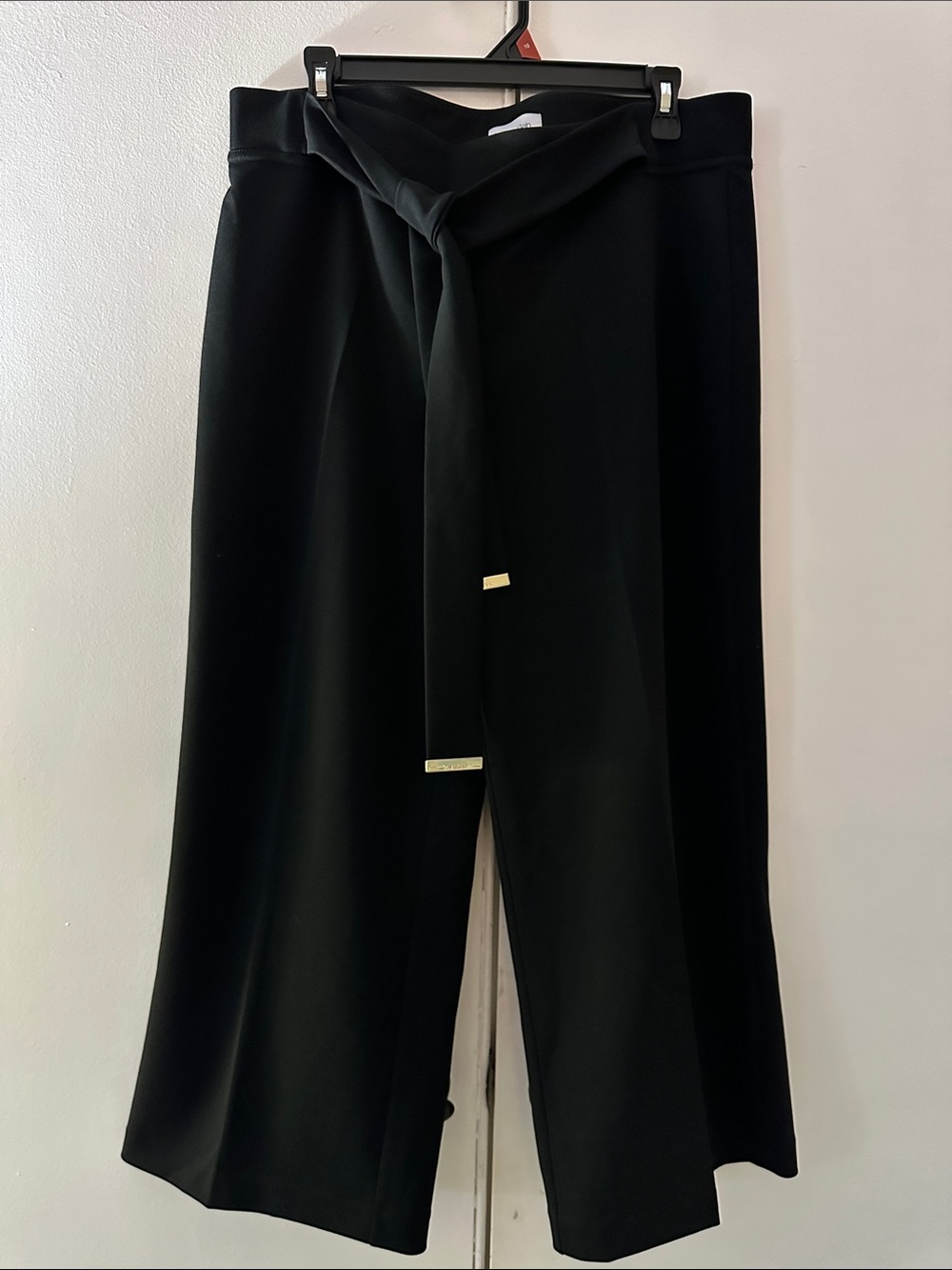 Calvin Klein Black Wide-Leg Tie-Waist Pants